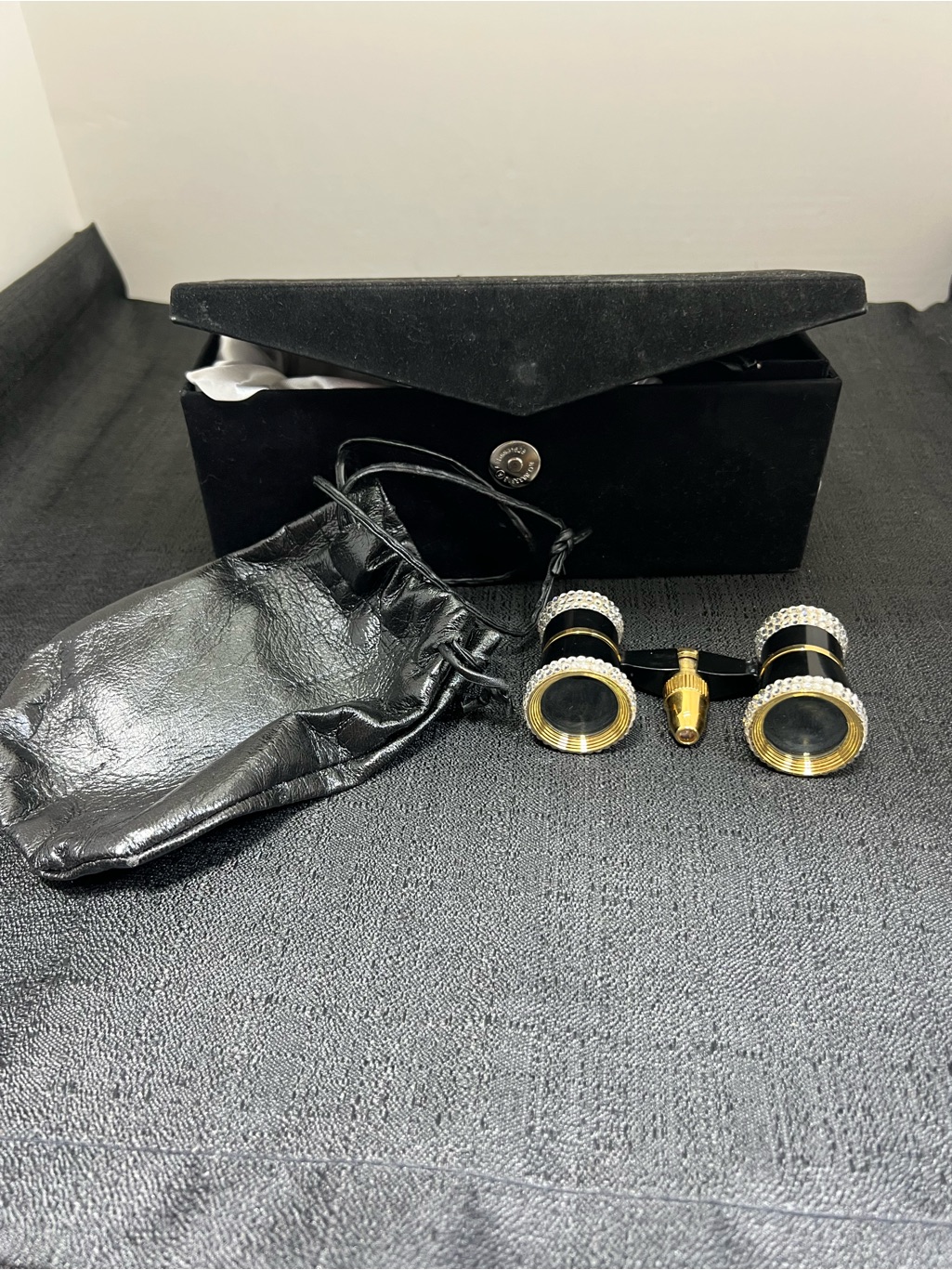 Vintage Style Opera Glasses With Black And Gold Detailing
